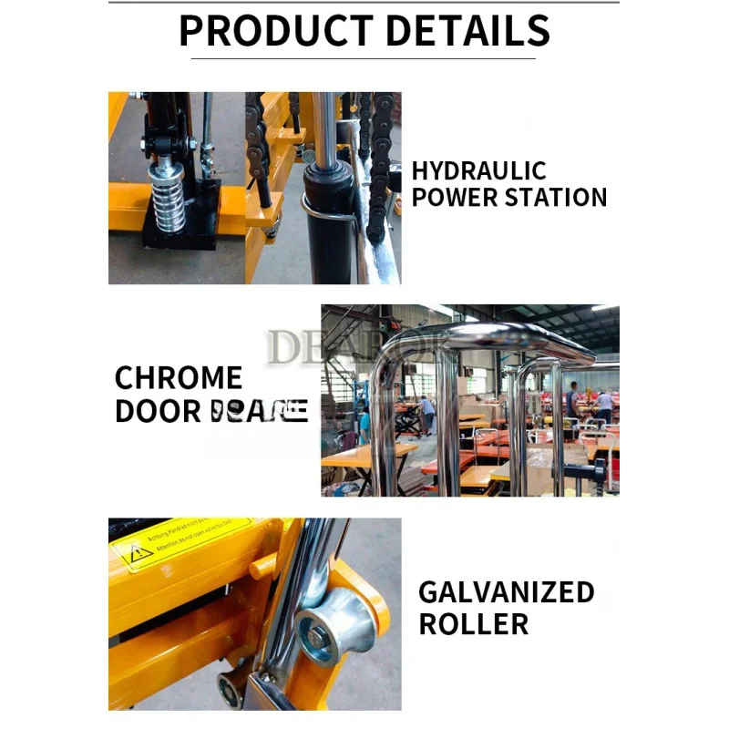 Material Lift Winch Stacker, Pallet Truck Dolly, Lift Table, Fork Load 400KG Hand push forklift