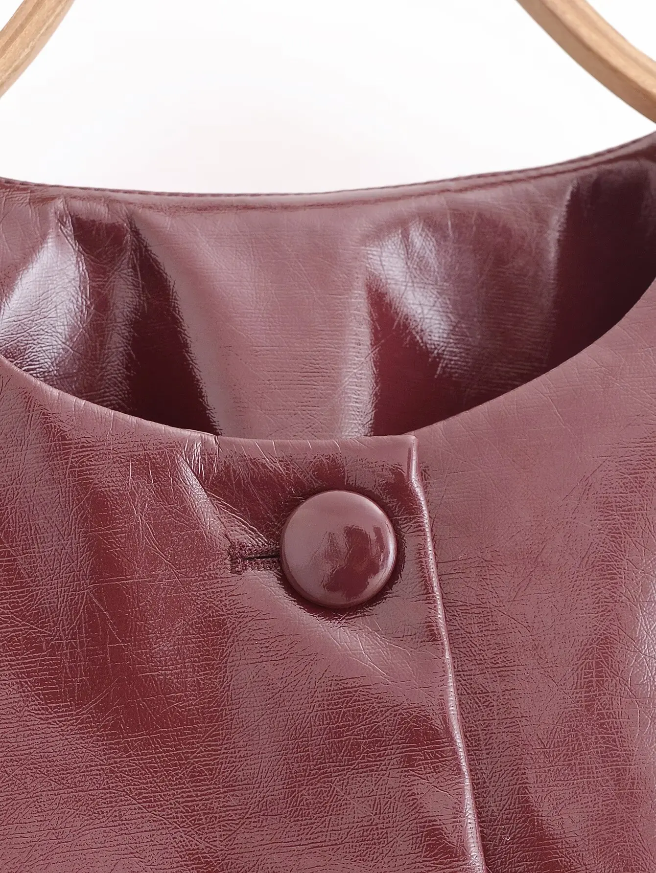 Leather Jackets Women's Pu Coat Red Elegant Outwear Long Sleeve Coat With Pockets Cropped 2024 inszart inszart Woman Jackets Top