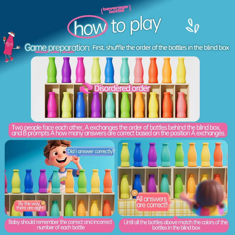 Jeu De Mémoire Avec Bouteilles Colorées - 20 Pièces, Association De Couleurs, Jouet éducatif Pour Enfants Et Famille