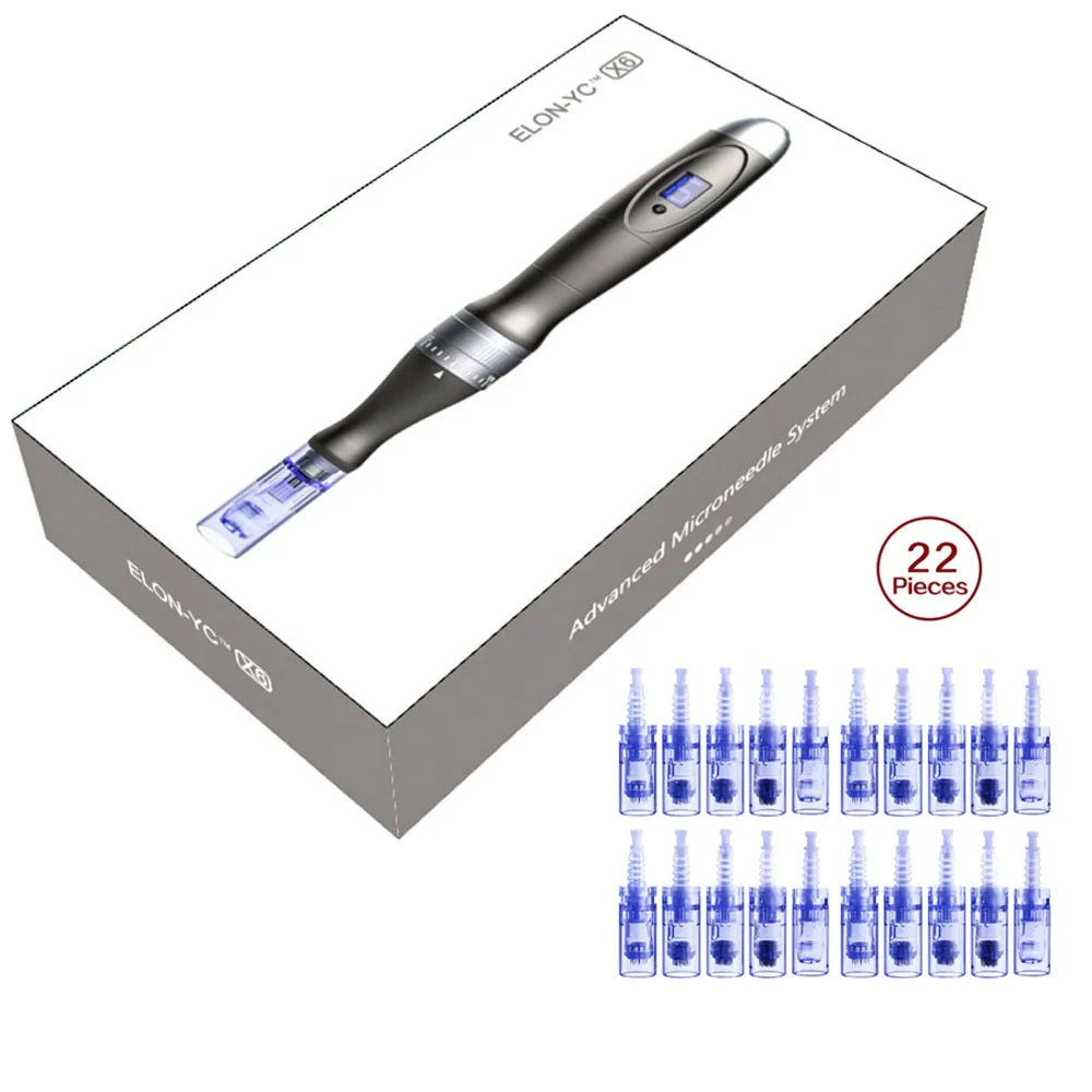 Penna Derma Wireless X6 Ultima Dermapen Professionale Con Cartuccia Ad Ago Da 22 Pezzi