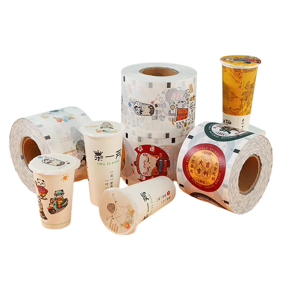 F9095-C Custom Printed Logo & Pattern Boba Cup Sealing Film,Plastic Paper Material for Use in Boba Cup Sealer Machines 6