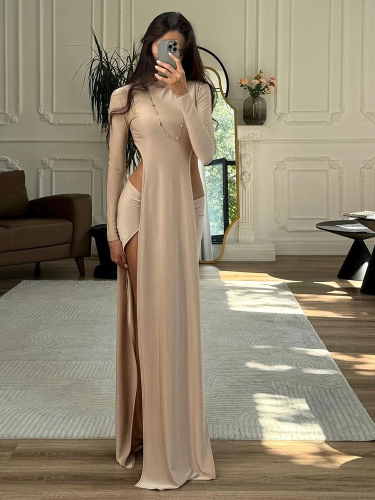 Nibber Sexy Irregular Hem 2 Piece Set Women Full Sleeve Backless tops+Skirt Chic Elegant Slim Classic High Stretch Club Outfits