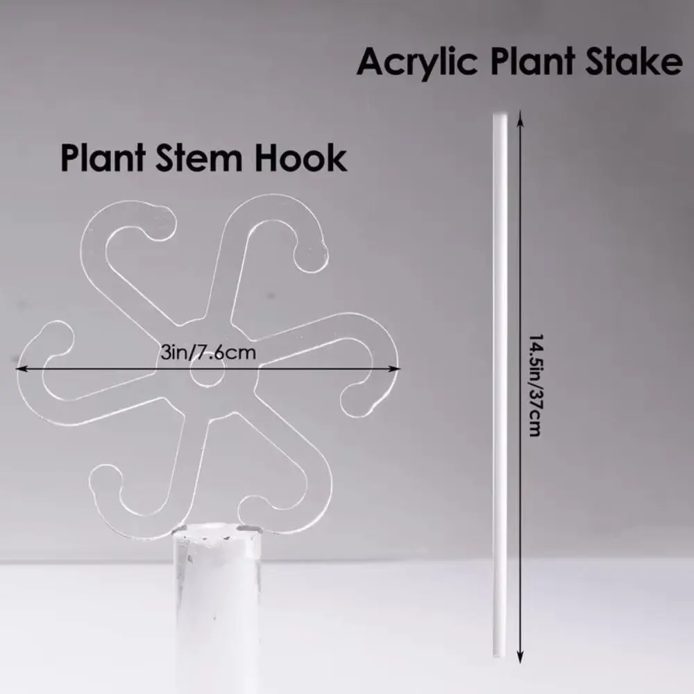 5PCS Clear Plant Stem Support Acrylic Garden Tools Plant Support Hook Stem Organizer Reusable Gardening Supplies