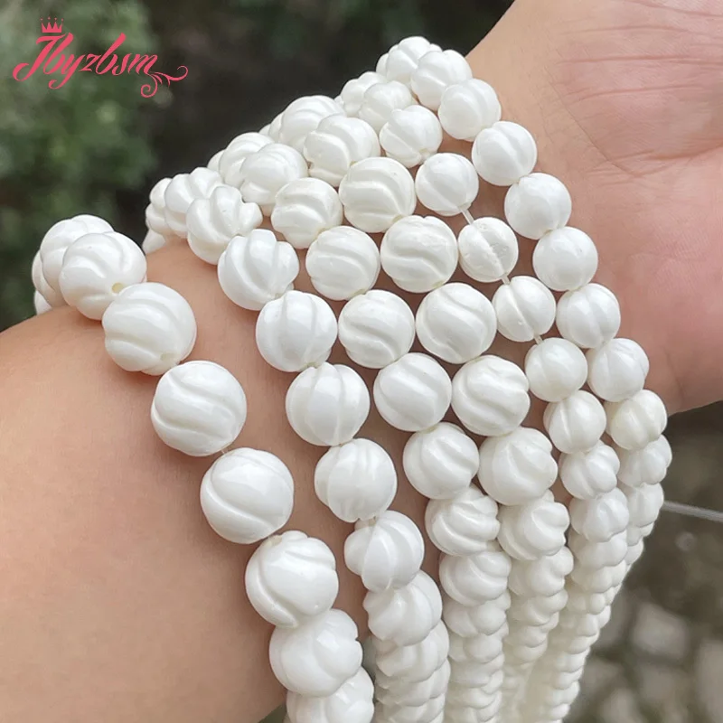 

8/10/12mm Natural AA White Tridacna Shell Twist Round Stone Beads Loose For DIY Necklace Bracelet Jewelry Making Strand 15"