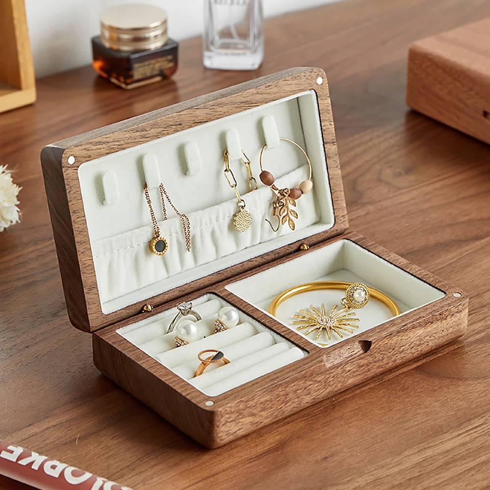 

Wooden Jewelry Storage Box Ring Bracelet Earrings Display Holder Desktop Necklace Jewelry Organizer Storage Box Home Decor Gift