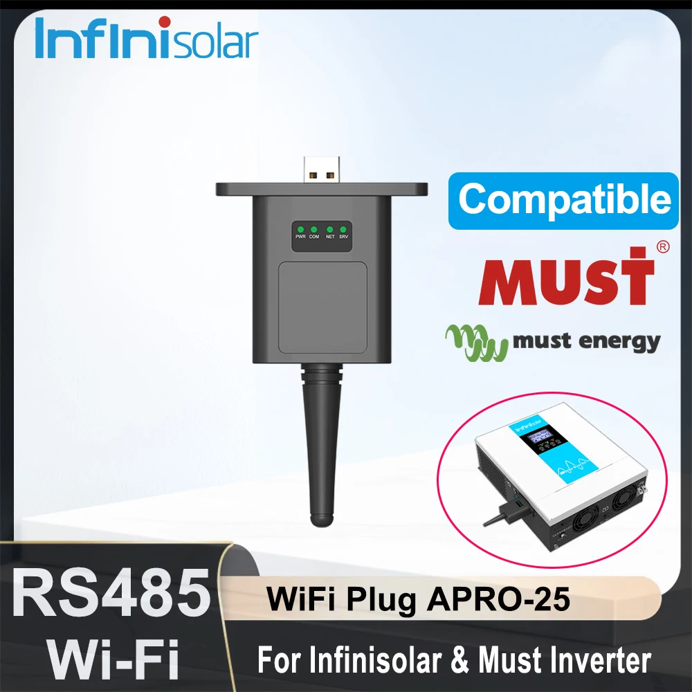 โมดูล USB WiFi Dongle RS485 สำหรับอินเวอร์เตอร์ไฮบริด MUST & MUST Energy & Infinisolar พร้อมการตรวจสอบระยะไกลผ่านโทรศัพท์มือถือแบบไร้สาย 1