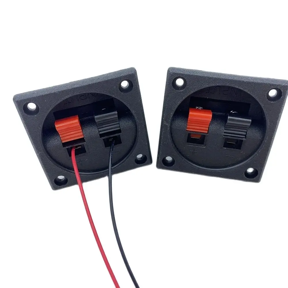 

WP2-7 2Pin Squarer Stereo Speaker Junction Box Panel Wiring Terminal WP2-7 Aging Load Spring Clip Push In Audio Clamp Conenctor