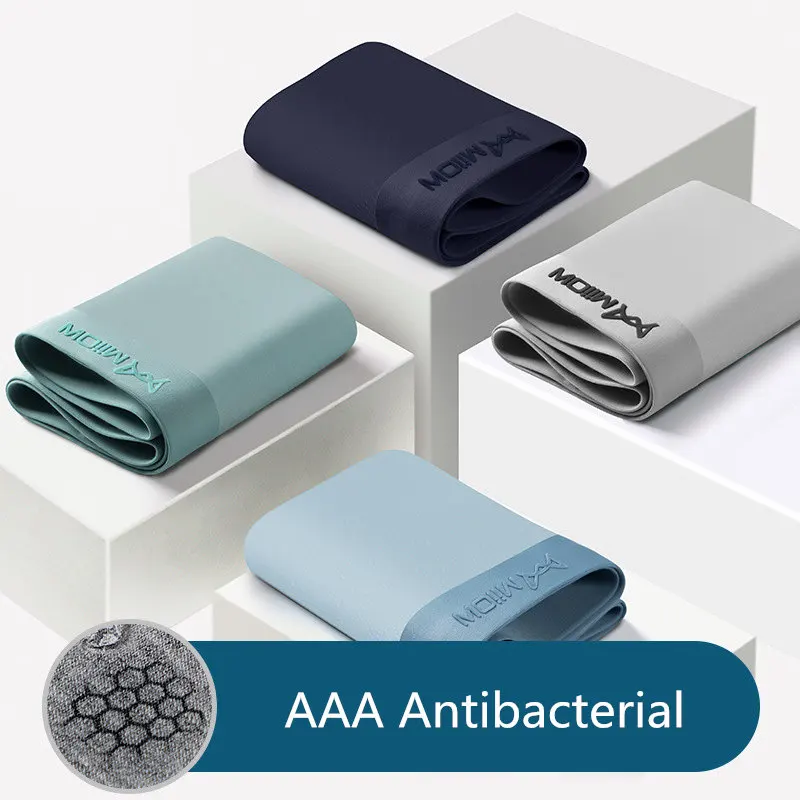 Men Underwear Graphene Antibacterial Ice Silk Seamless Boxer Shorts