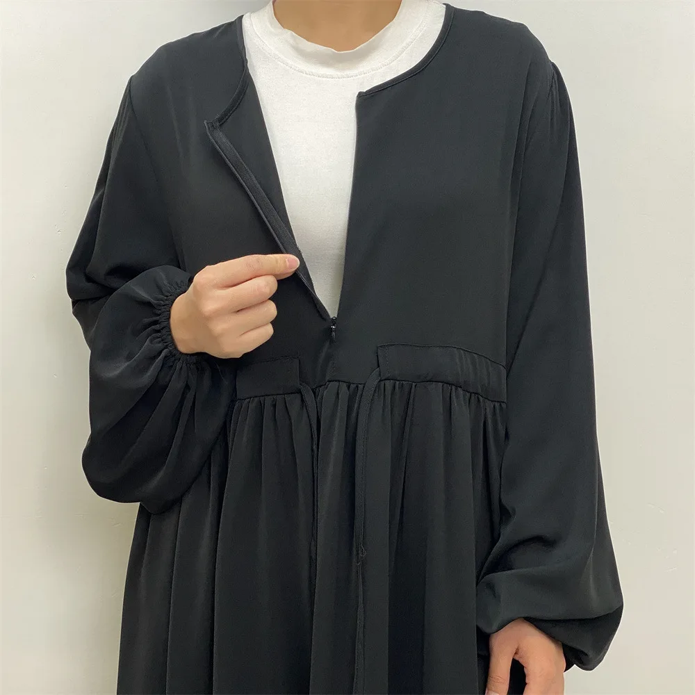 Ramadan Eid Plain Abaya Luxury Dubai Turkey Muslim Hijab Dress Islam Simple Closed Abayas for Women Zipper Dresses Modest Kaftan