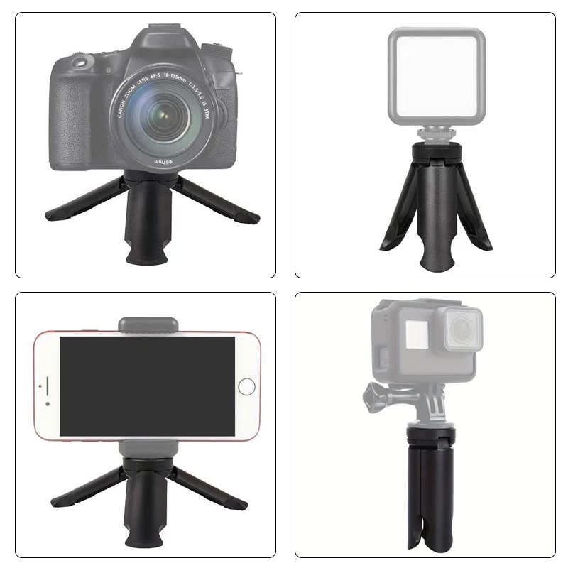 DJI 포켓 3 고프로 카메라 비디오 브이로그 그립용 미니 삼각대 스탠드, 1/4 인치 나사, 필 라이트 휴대폰 짐벌, 휴대용 데스크 삼각대