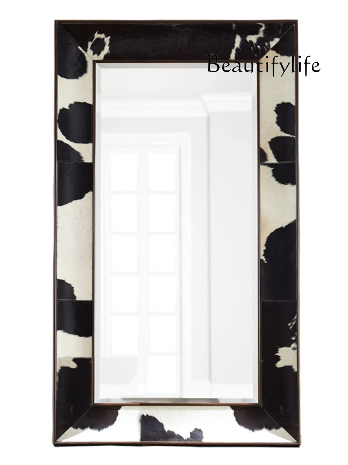 

Milk Cowhide Fashion Simple Dressing Decorative Mirror Bathroom Floor Makeup Full-Length Mirror Modern