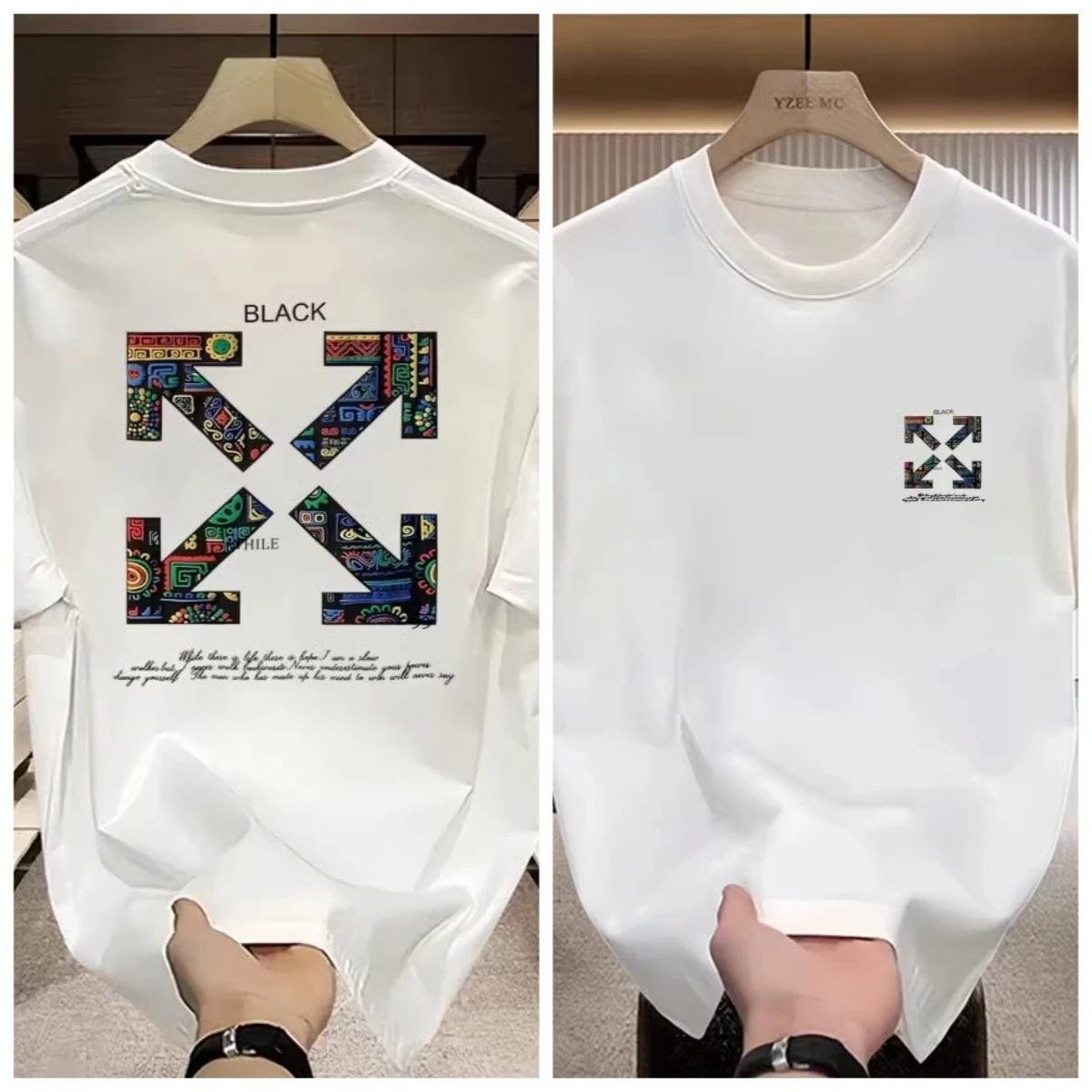 New fashionable printed trendy T-shirt with loose letters for couples round neck casual and versatile half sleeves