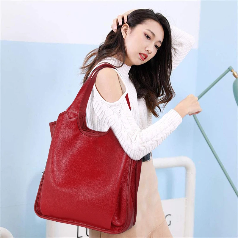 Handtasche aus hochwertigem Rindsleder, große Damen-Umhängetasche, neue modische weiche Ledertasche für Frühling und Sommer, Damentasche