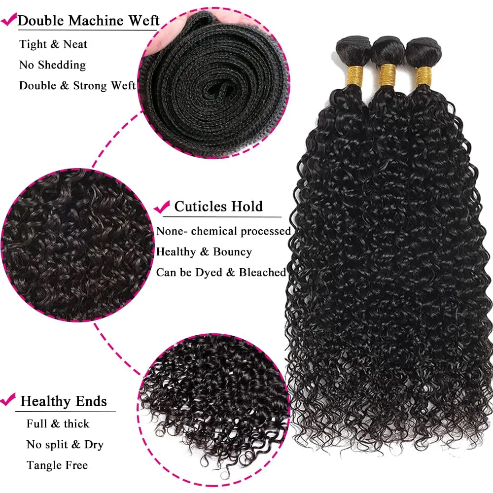 Water Curly Human Hair Bundles Natural Color Water Wavy 100% Virgin Human Hair Weave Extensions Bouncy Curly Bundles For Women