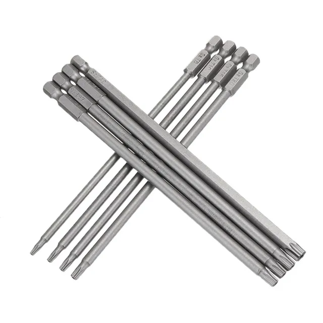 150mm Magnetic Torx Screwdriver Bit 1/4'' Hex Shank T8/10/15/20/25/27/30/40 Plum Hollow Head For Electric Screwdriver Air Drill 5