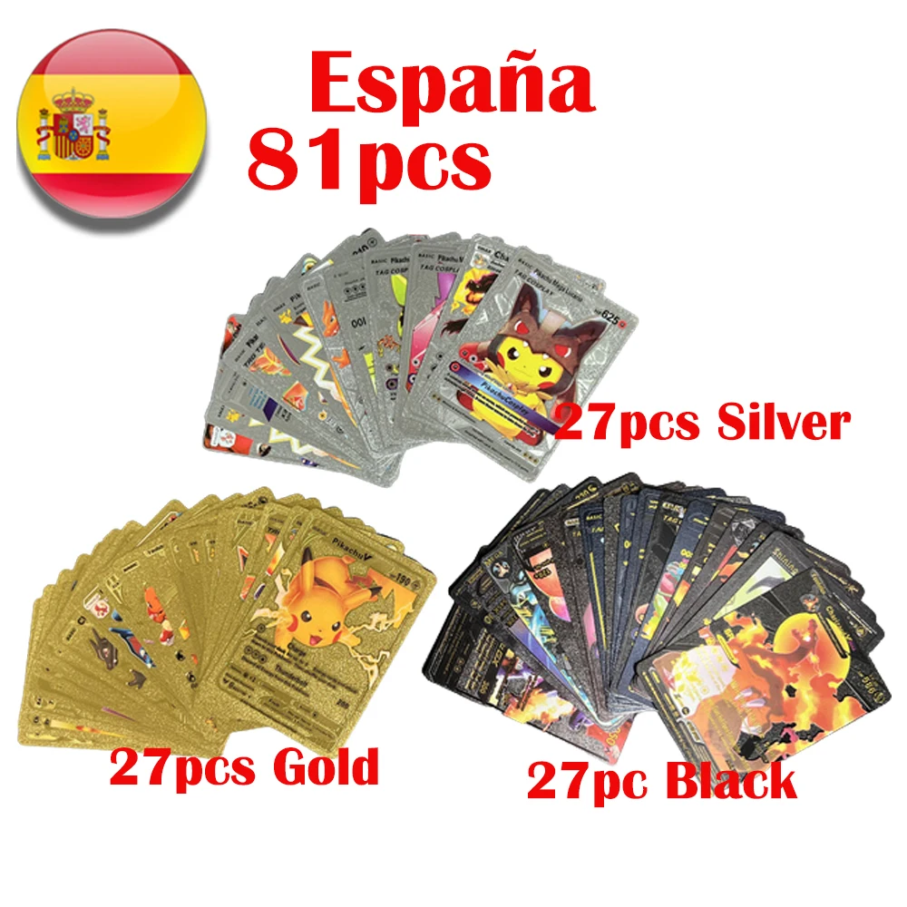 Estuche De 220 Cartas Pokémon Con Variantes Oro, Negro, Plata Y Arcencial | Colección 4 En 1 Para Fans