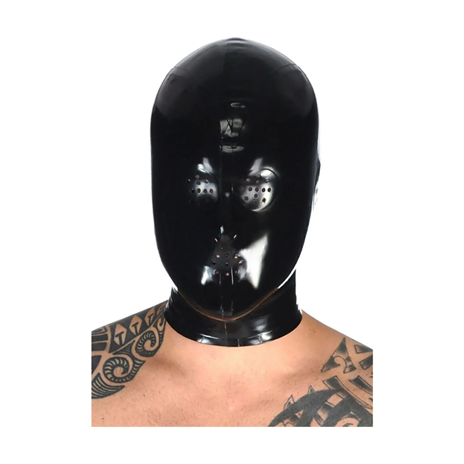 MONNIK Latex Hood Mask Open Honeycomb Hole with Eyes Mouth Ears and Rear Zipper Handmade