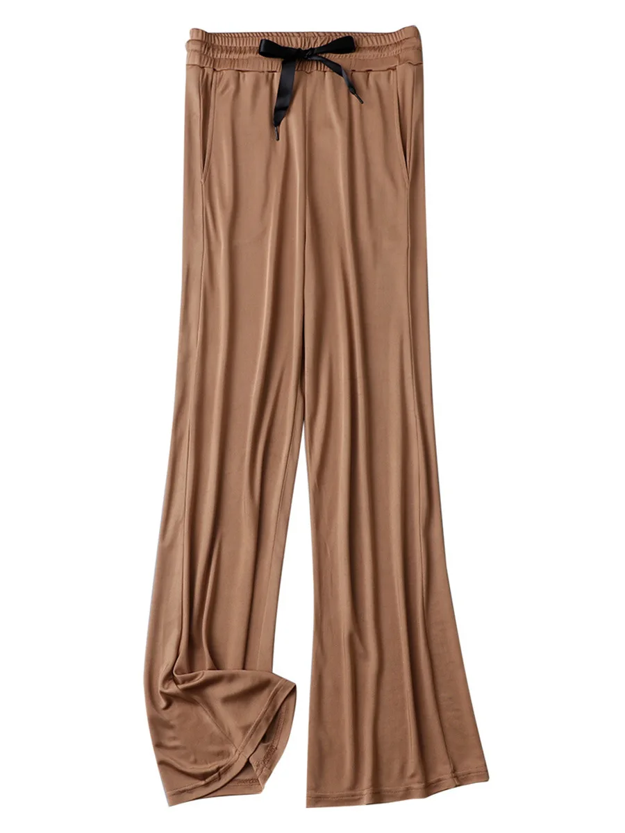 Fimtairah Double-sided knitted silk wide-leg pants straight leg breathable comfortable silk casual leggings women Trousers