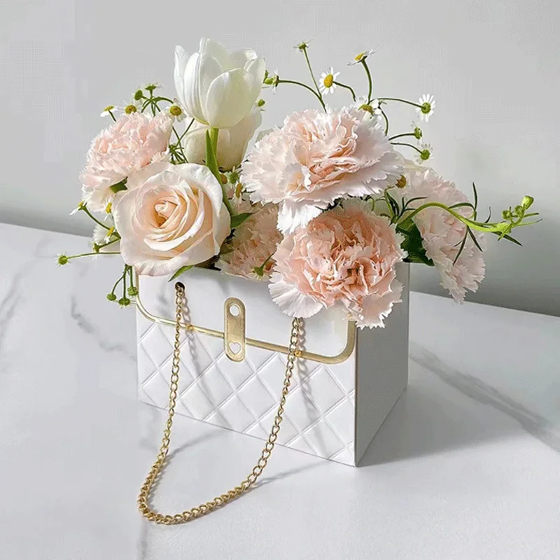 Caja de papel de flores, cubo de almacenamiento, bolsa de floristería con  asa para embalaje de ramos, envoltura floral, suministros de floristería