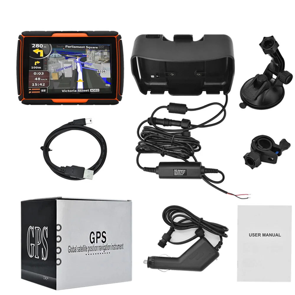 오토바이 GPS 네비게이션 자동차 GPS 방수 IPX67 방진 충격 방지 블루투스 FM AVIN 내장 8GB 무료 iGo 지도