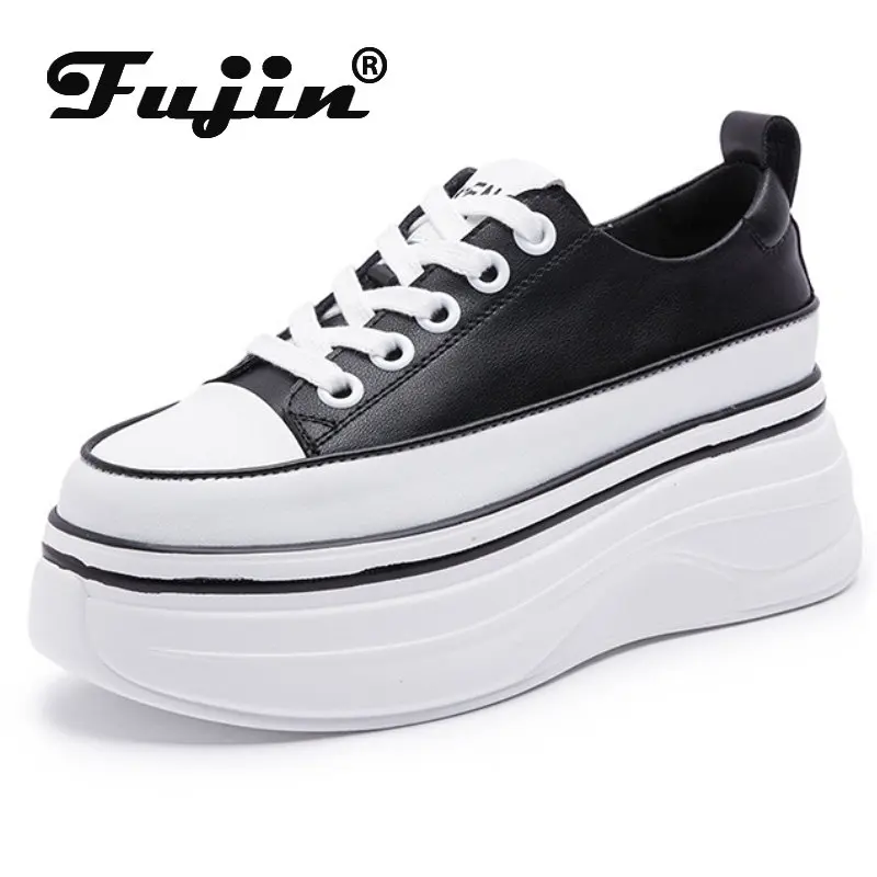

Fujin 6cm New Natural Cow Genuine Leather Women Platform Chunky Sneakers Comfy High Brand Casual Shoes Ladies Vulcanize Loafers