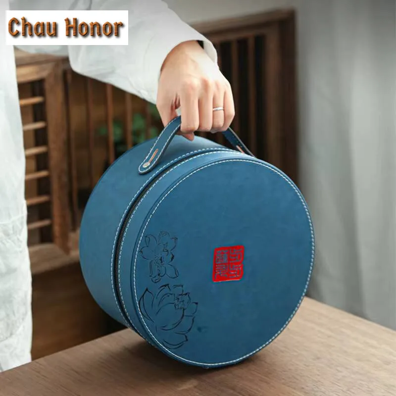 High Grade Mutton-fat Jade Tea Set Ceramic Business Gift Giving Travel Set Kung Fu Tea Set Outdoor Storage Portable Drinkware