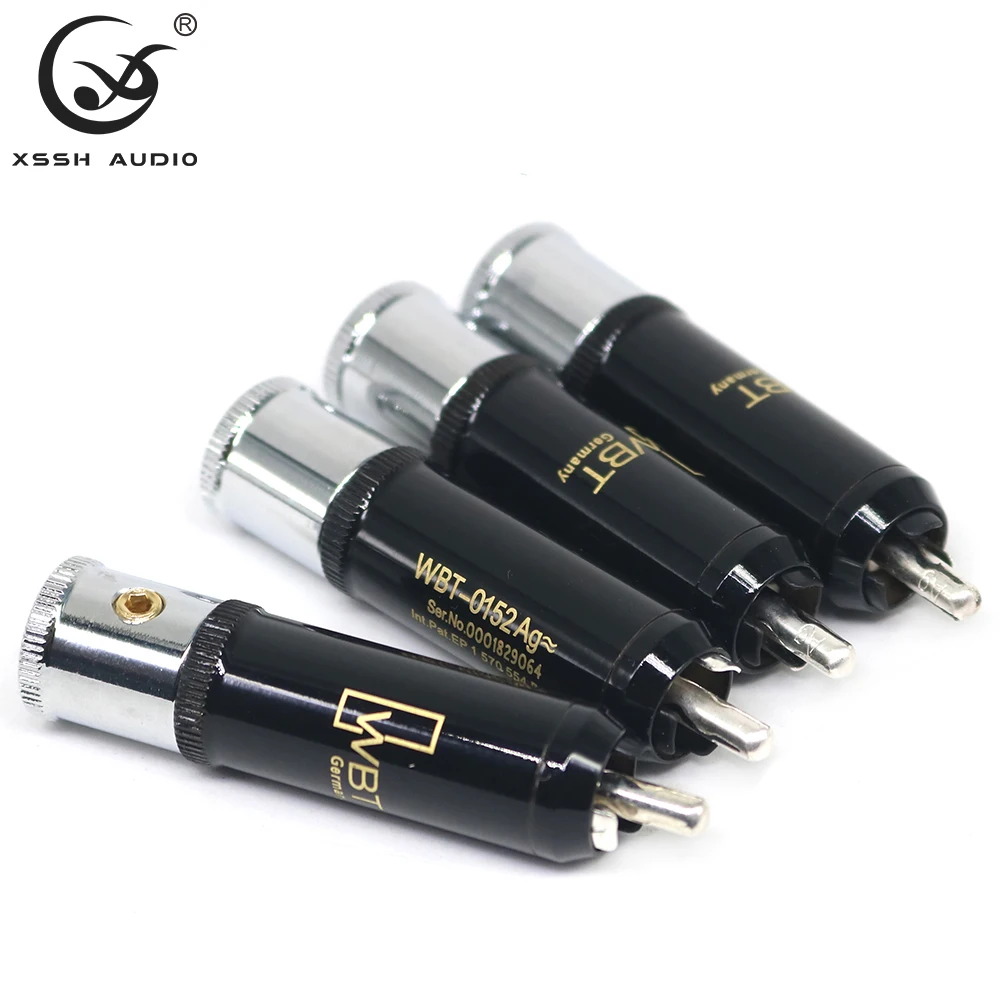 

4pcs 8pcs 0152AG Lotus XSSH YIVO Hi-End HIFI DIY OEM Silver Plated Copper Male Audio RCA Plug Connector Jack for 10MM Cable Cord