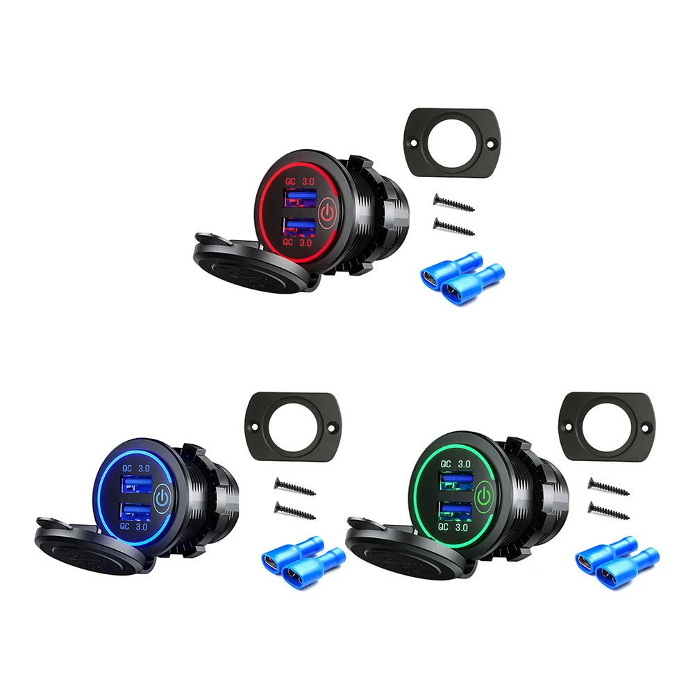 Dual USB Car Chargers Cigarette Lighter QC3.0 12-24V Fast Charging Auto Chargers Socket Adapter Power Outlet for Mob