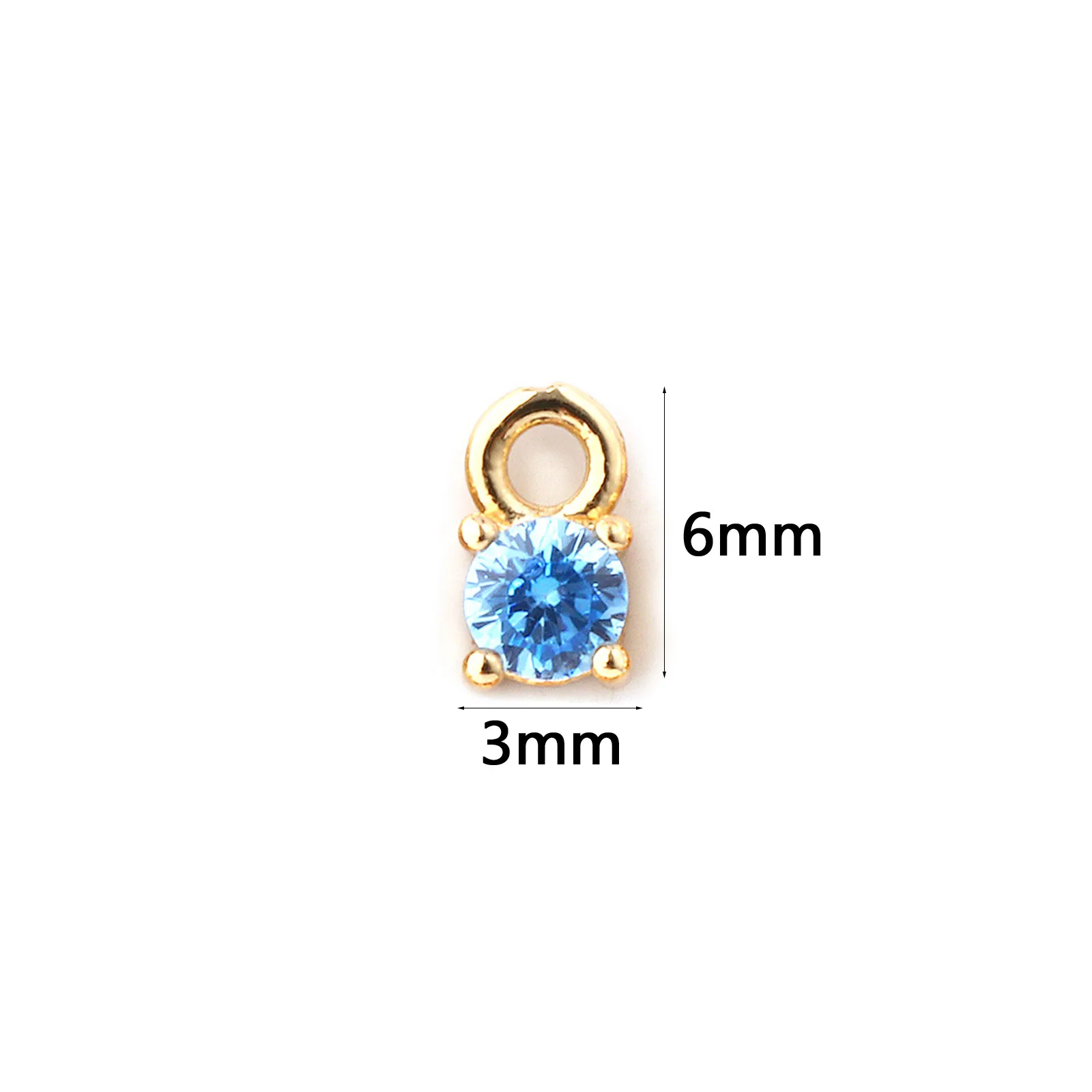5 Stück Mini-Rundanhänger aus Messing und Zirkonia mit Geburtsstein, 18 Karat vergoldet, Anhänger für die Herstellung von Halsketten und Armbändern, 6 mm x 3 mm – Detail 11
