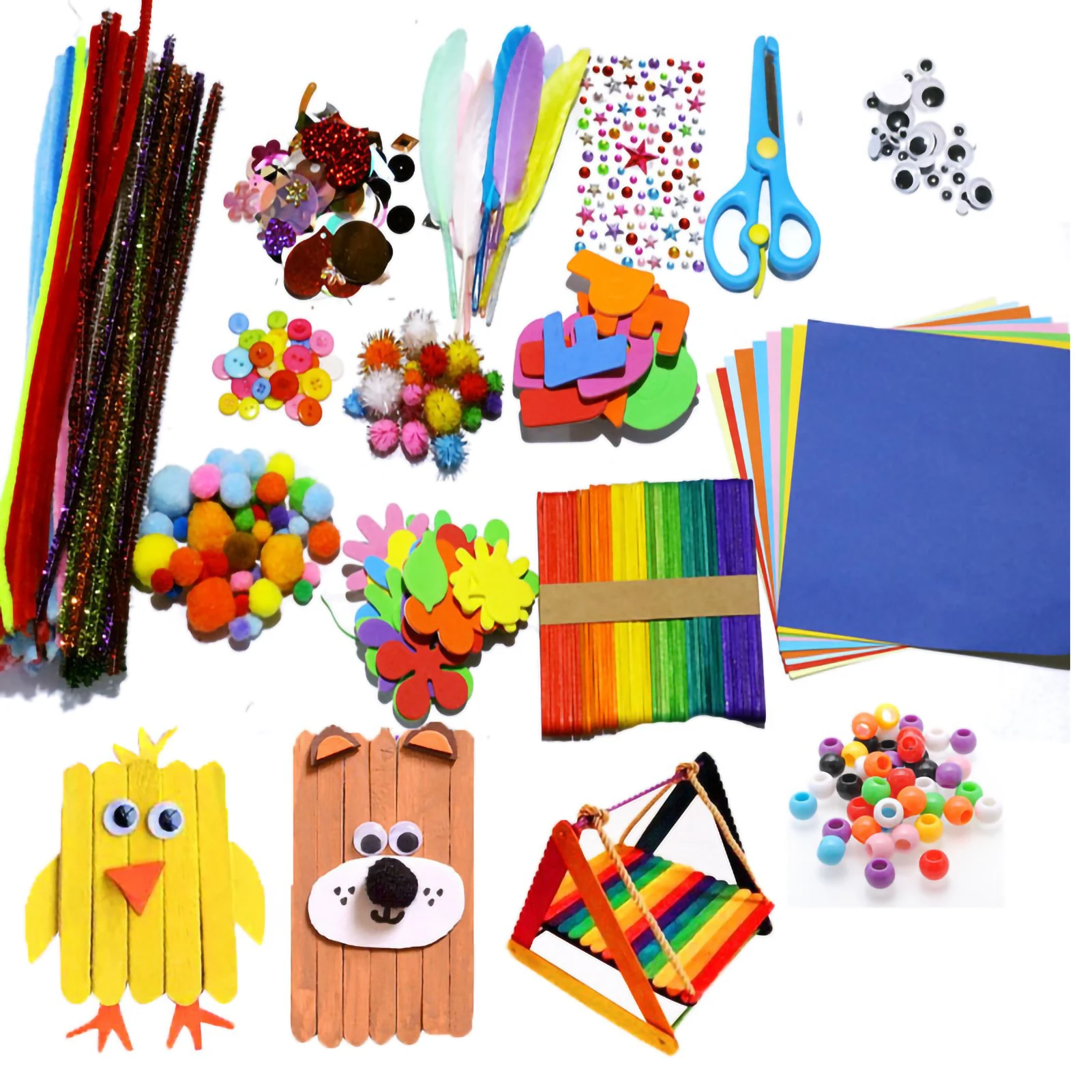New DIY Art and Crafts Supplies Kit Handmade Activity Craft Materials Educational Gift for Kindergarten School Students Home