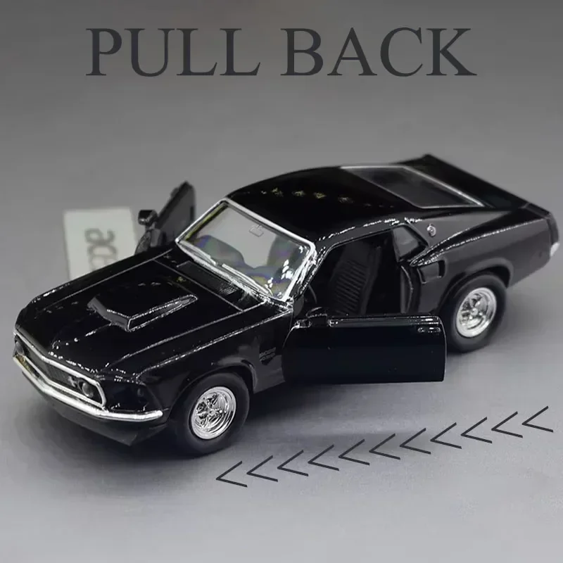 1/36 1969 Ford Mustang Boss 429 Toy Car Model Simulation Alloy Diecast Vehicle Miniature Pull Back Collection Children Gifts 2