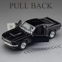 1/36 1969 Ford Mustang Boss 429 Toy Car Model Simulation Alloy Diecast Vehicle Miniature Pull Back Collection Children Gifts 2