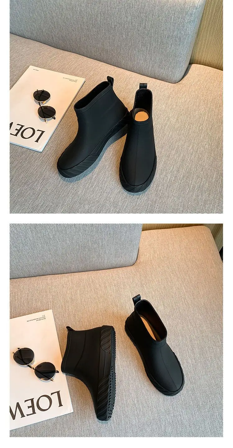 Damen-Knöchel-Regenstiefel, rutschfeste, kurze Gummistiefel, wasserdichte Wasserschuhe für Erwachsene, verschleißfeste Schuhe – Detail 8