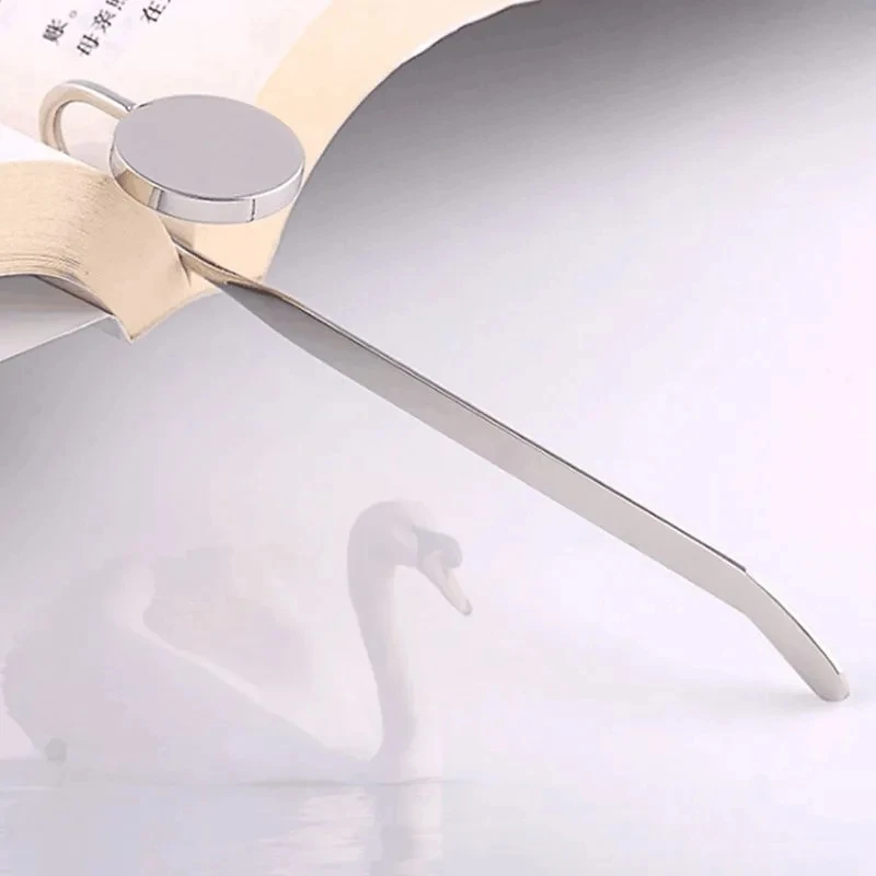Metal Bookmark Bookmarks Stationery Supplies Simple Round Oval Metal Bookmarks Creactive Swan Neck Geometric Book Marks Reading Aid Tools Student Stationery Souvenir Gifts