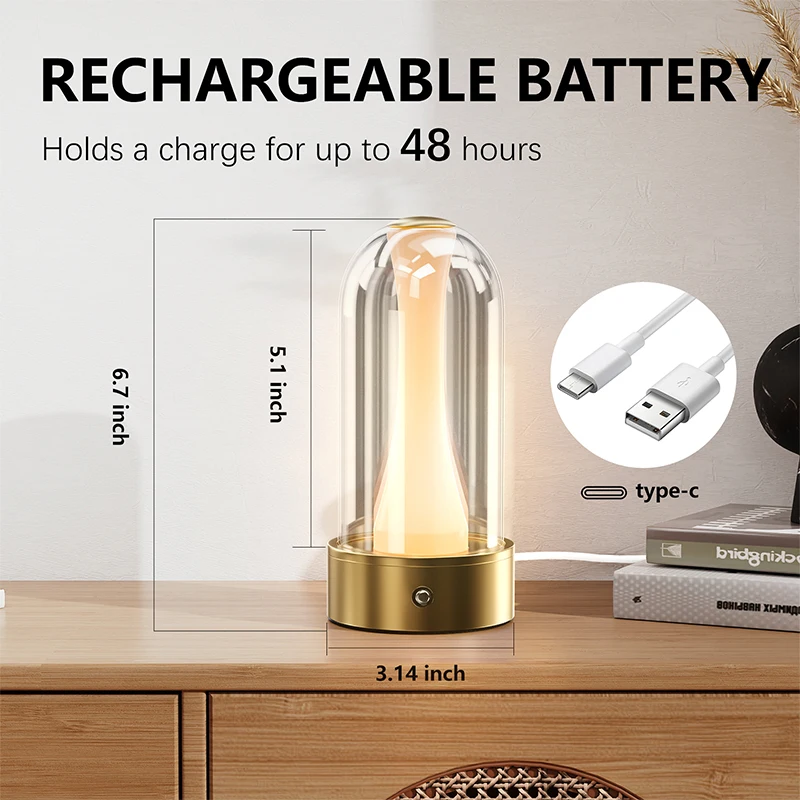 USB Rechargeable Led Desk Lamp 3 Color Changing Mode Bedside Lamp Bedroom Portable Touch Button Emotional Camping