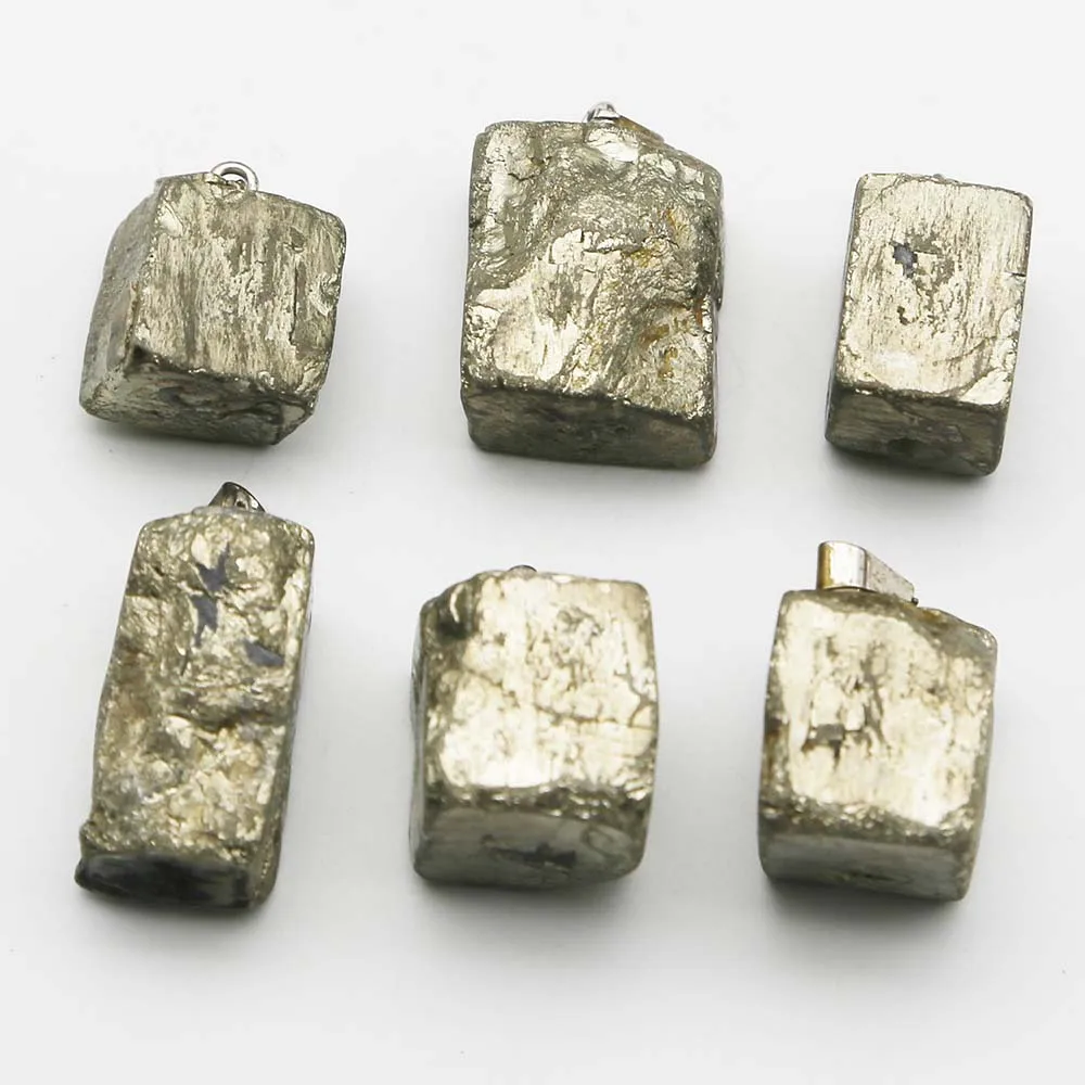 Selling Natural Raw Ore Pyrite Irregular Pendants Mineral Healing Necklace Reiki Charms Jewelry Accessories Gift Wholesale 10Pcs 4