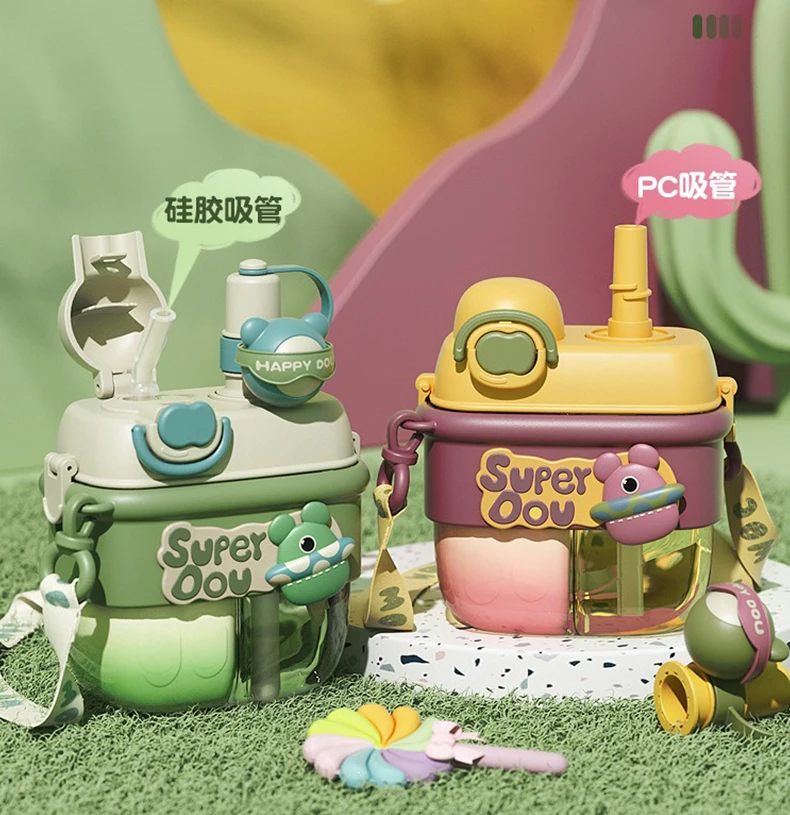 Doll Magic Double Fight Cup With Straw One-Click Press Ptcg Material Safe To Drink Cute Style - 500Ml