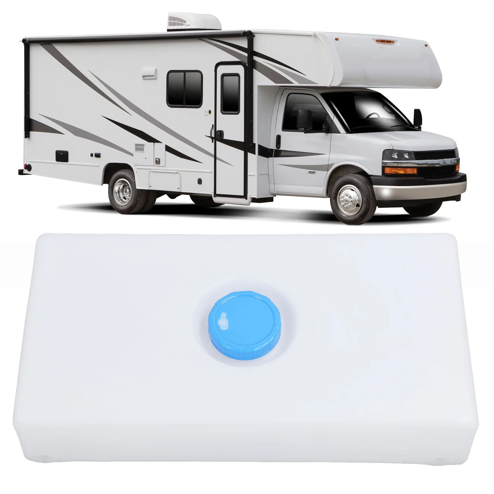 30L RV Water Holding Tank 8 Gallons Leakproof LLDPE 85mm Water Inlet for Trailer Yacht Boat Tank