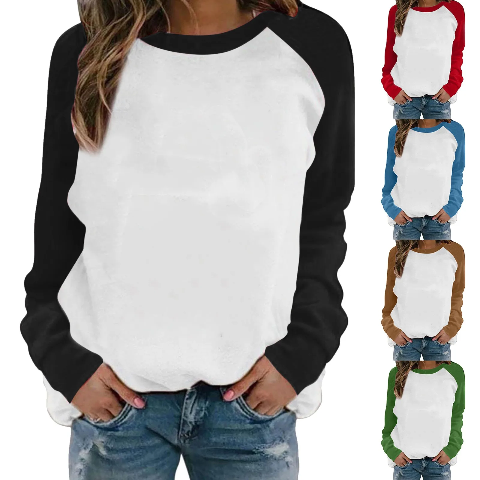 

Women'S Solid Hoodless Sweater Raglan Sleeve Simple Top Designer Hoodies Women