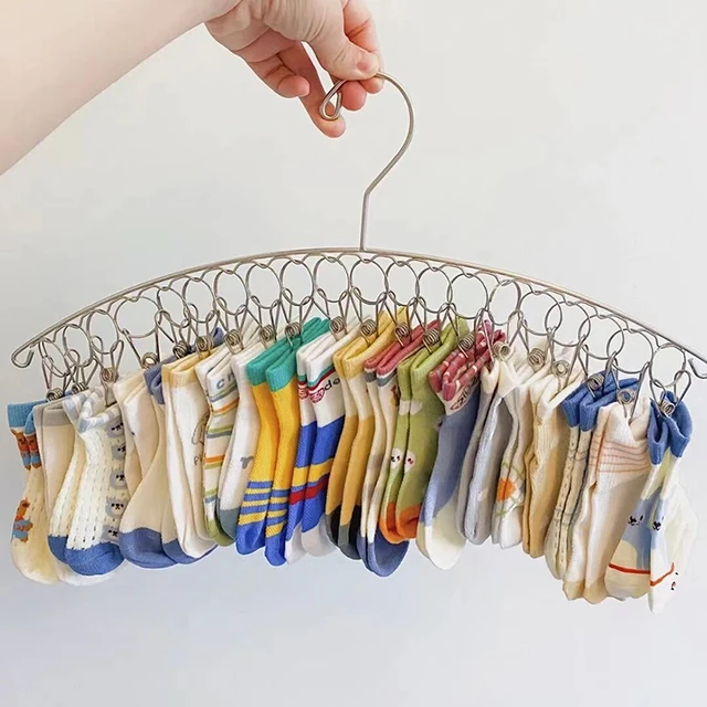 Clothes Hangers Baby Clothes  Plastic Clothes Socks Hanger - 6 Clips Baby  Clothes - Aliexpress