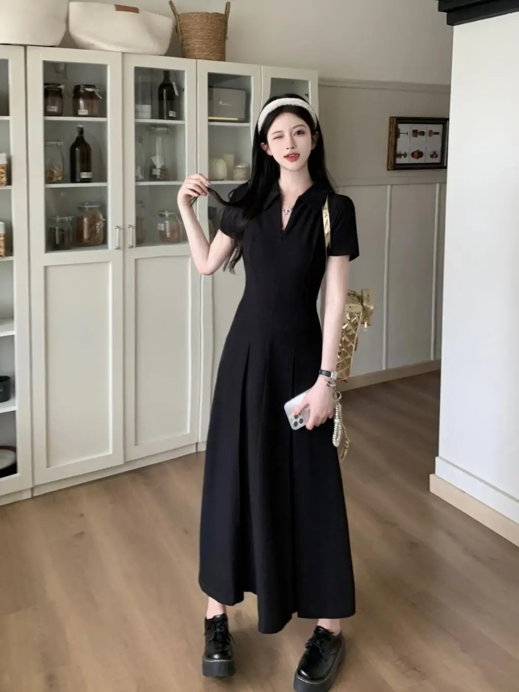 Summer New Casual Slim Solid Dresses for Women Sporty Turn-down Collor A-line Korean Chic Streetwear Simple Vestidos Mujer