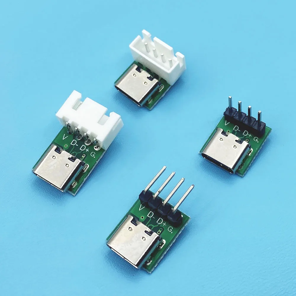 

USB Type C Female Charging Socket to XH2.54mm DIP 4Pin Straight Pin/Right Angle Terminal PCB Test Board Mobile Phone Cable Modul
