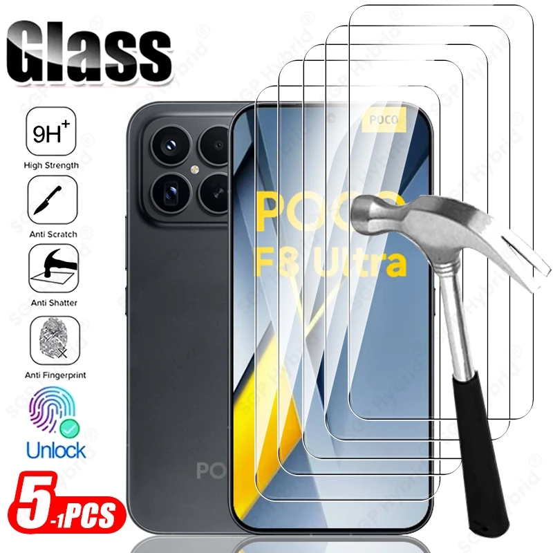 Set of 5 Clear 9H Tempered Glass Screen Protectors