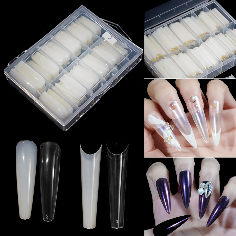 3XL Clear Tapered Square Nail Tips - 240Pcs