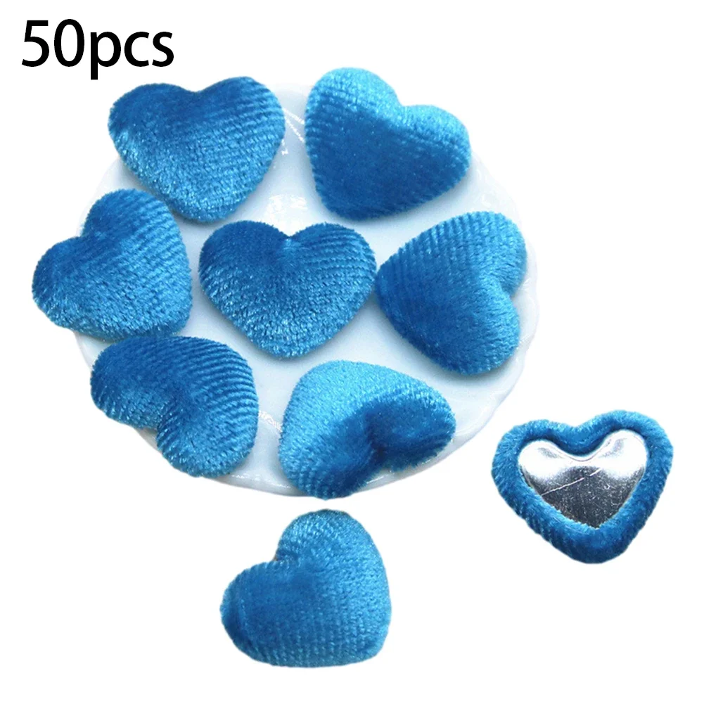 50Pcs Furry Fabric Heart Crafts Heart Earrings And Hair Accessories Costume Hair Clips Handicrafts DIY Accessories