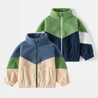 Vêtements d'hiver vêtements pour enfants nouvelle veste polaire pour enfants garçon bébé couleur correspondant hauts décontractés décontracté Simple 1