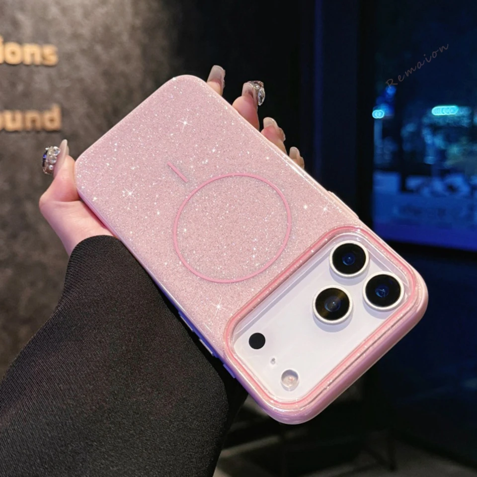 2025 Glitter Glam Magnetic Phone Case with Wireless Charging Compatibility