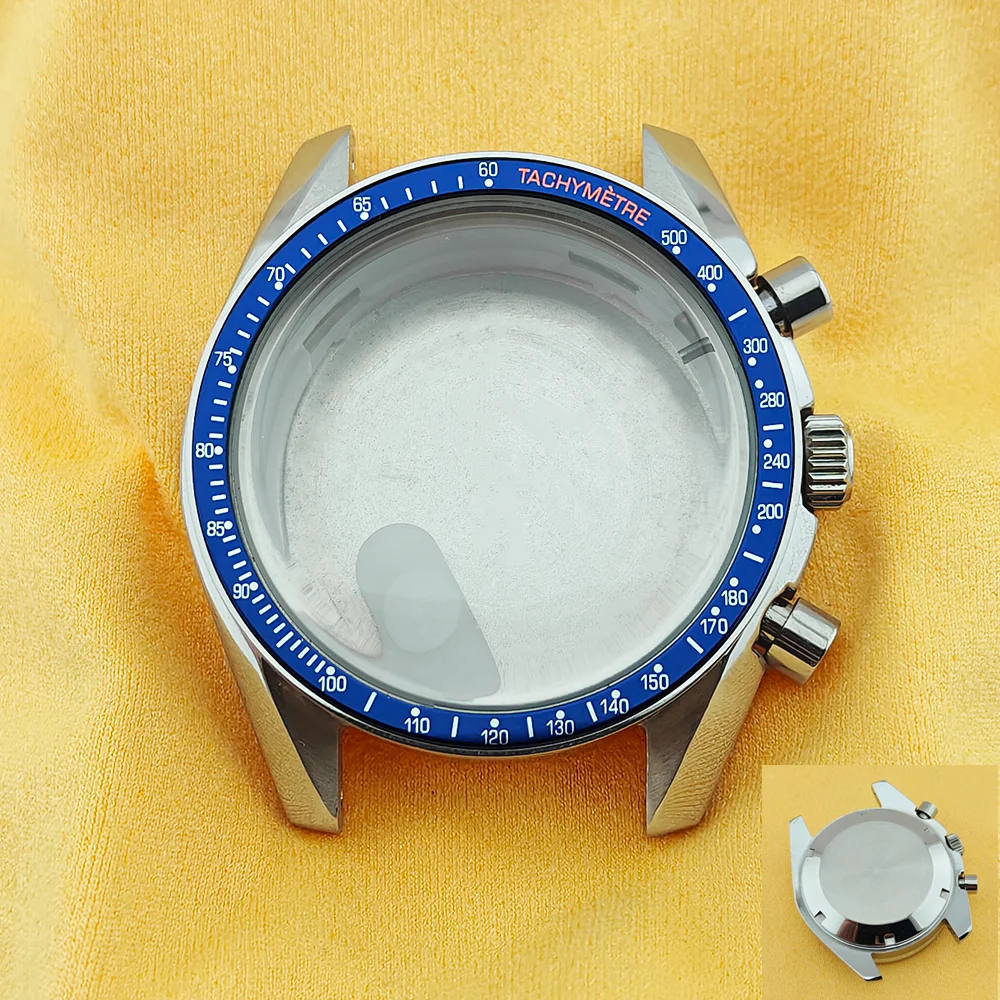 Moon Pattern Stainless Steel Chronograph Watch Case, 39.7mm