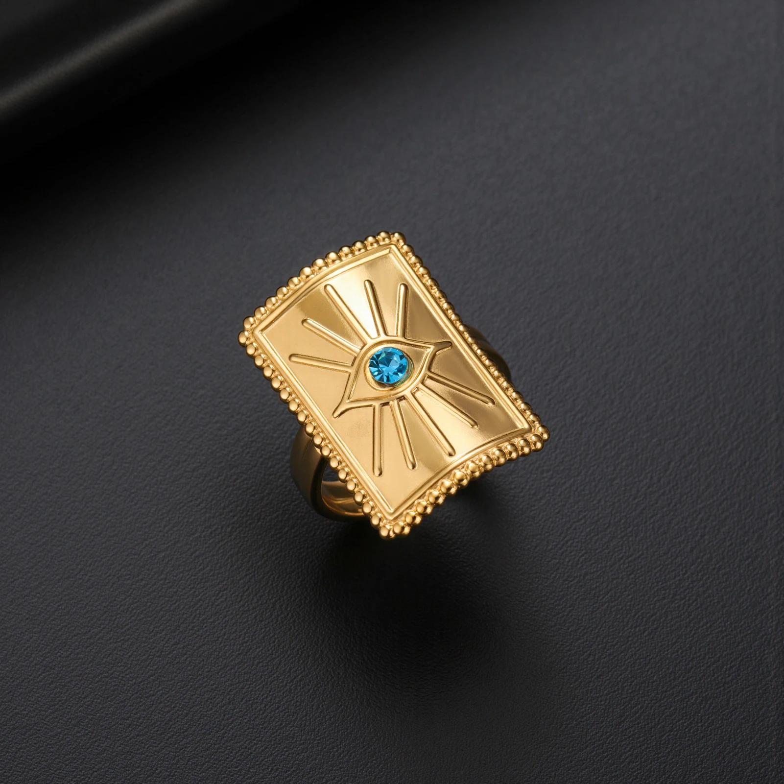 COOLTIME Platz Klassische Evil Eye Ring frauen Edelstahl Gold Farbe Vintage Öffnung Schmuck Zubehör Geschenk Großhandel – Detail 6