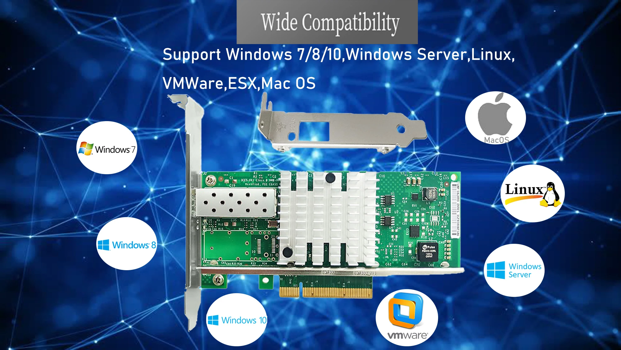 10Gb Ethernet Network Adapter Intel 82599EN Chip X520-DA1 1xSPF+ Port PCI-E  x8,x16 NIC Card Support Windows Server/7/8/10/VMware AliExpress